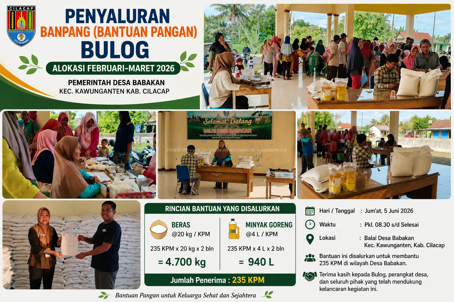 Penyaluran Banpang (Bantuan Pangan) BULOG Alokasi Februari–Maret 2026